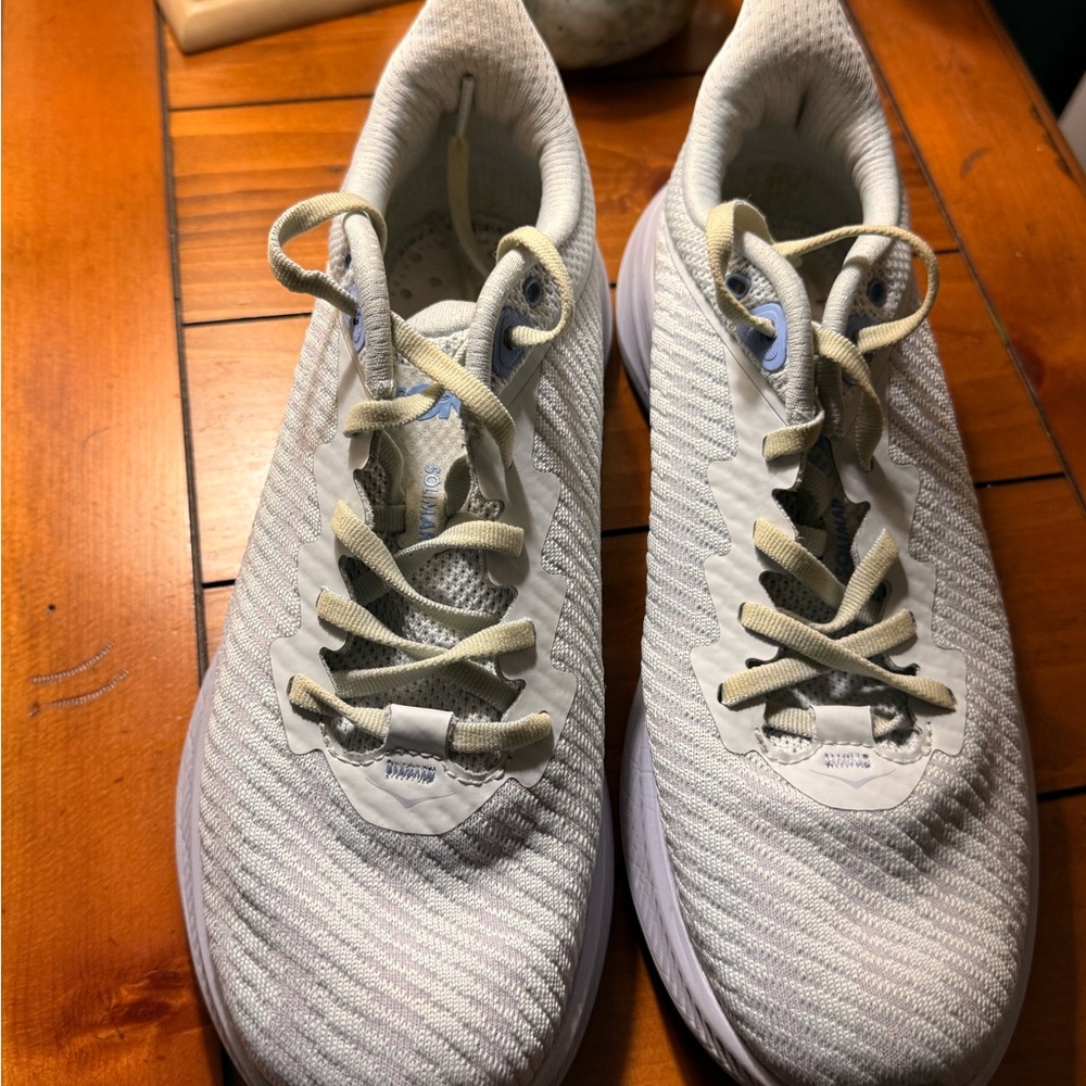Hoka Athletic Shoes in Light blue and Cream